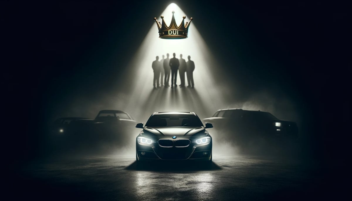 a-bmw-in-the-center-spotlight-with-a-dui-crown-floating-above-it-the-crown-casts-a-glow-on-the-surrounding-area