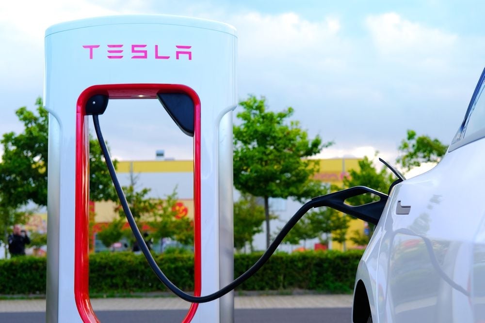 Tesla at charging station