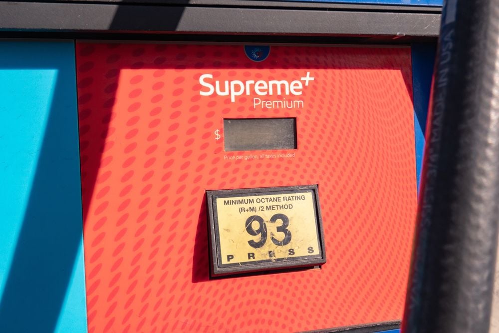 A gas pump with 93 octane gasoline.