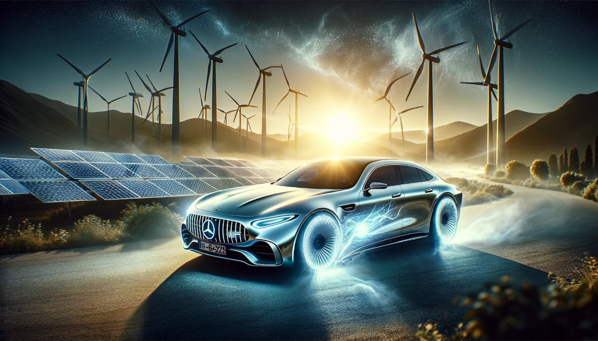 futuristic-silver-electric-mercedes-amg-car-highlighted-against-a-backdrop-of-renewable-energy-sources