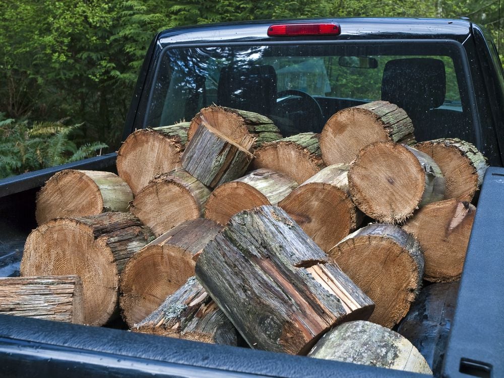 Pickup truck loaded with firewood