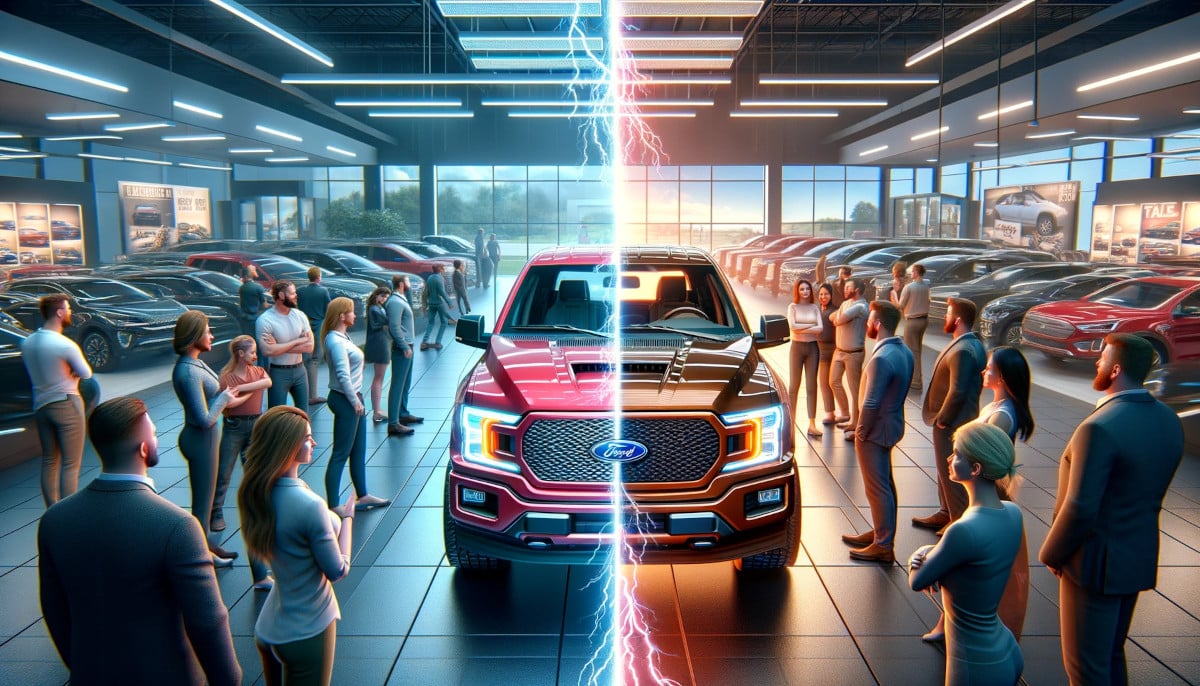 split-screen-of-two-scenarios-of-the-f-150-lightning-ev-in-dealerships