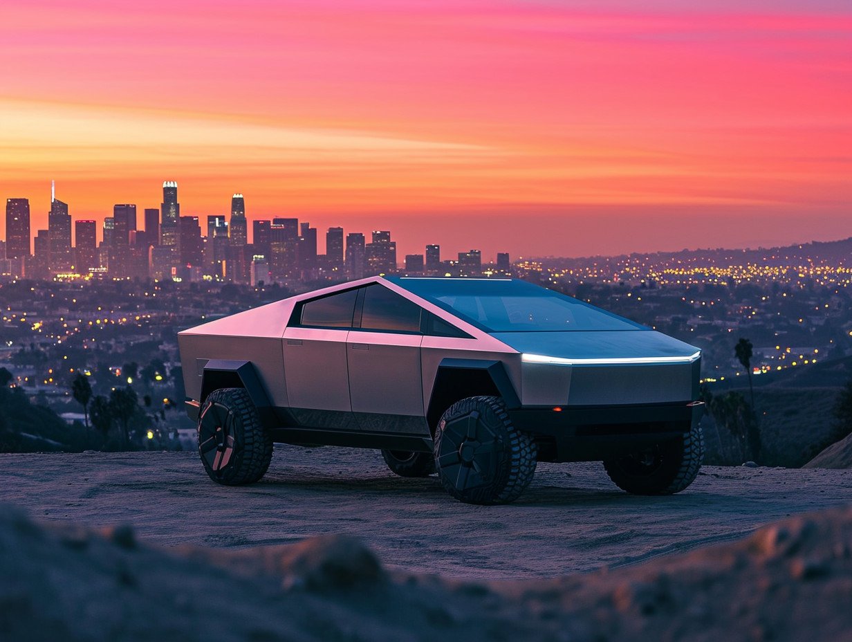 tesla_cybertrucks_unique_silhouette_against_the__city_skyscape