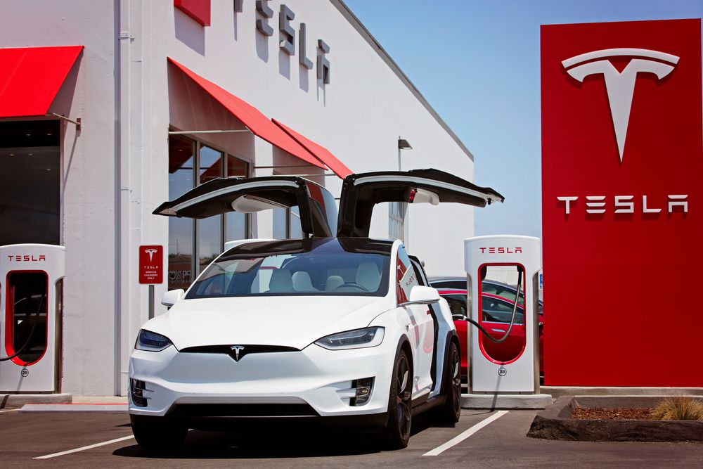 Tesla Model X charging at a Tesla supercharger